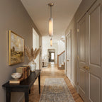 Modern Cylindrical Alabaster Pendant Lights Along Hallway Corridor