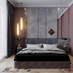 Modern Cylindrical Alabaster Pendant Lights in Luxury Master Bedroom