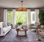 Modern Amber Disc Semi-Flush Mount Chandelier in Bright Living Room Setting