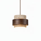 Travertine Wood Band Pendant Lamp