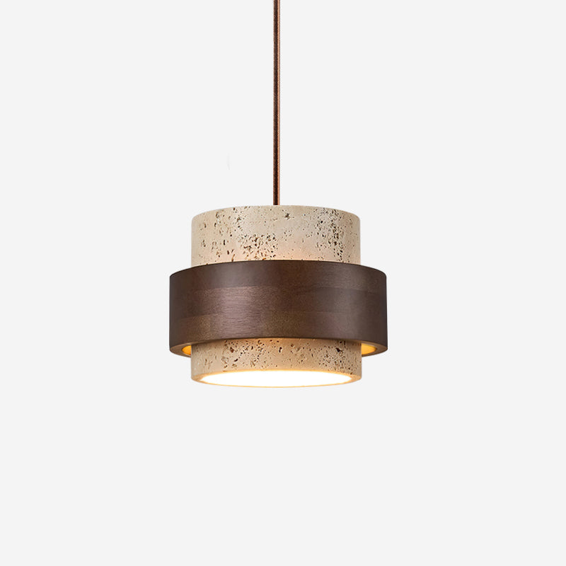 Travertine Wood Band Pendant Lamp