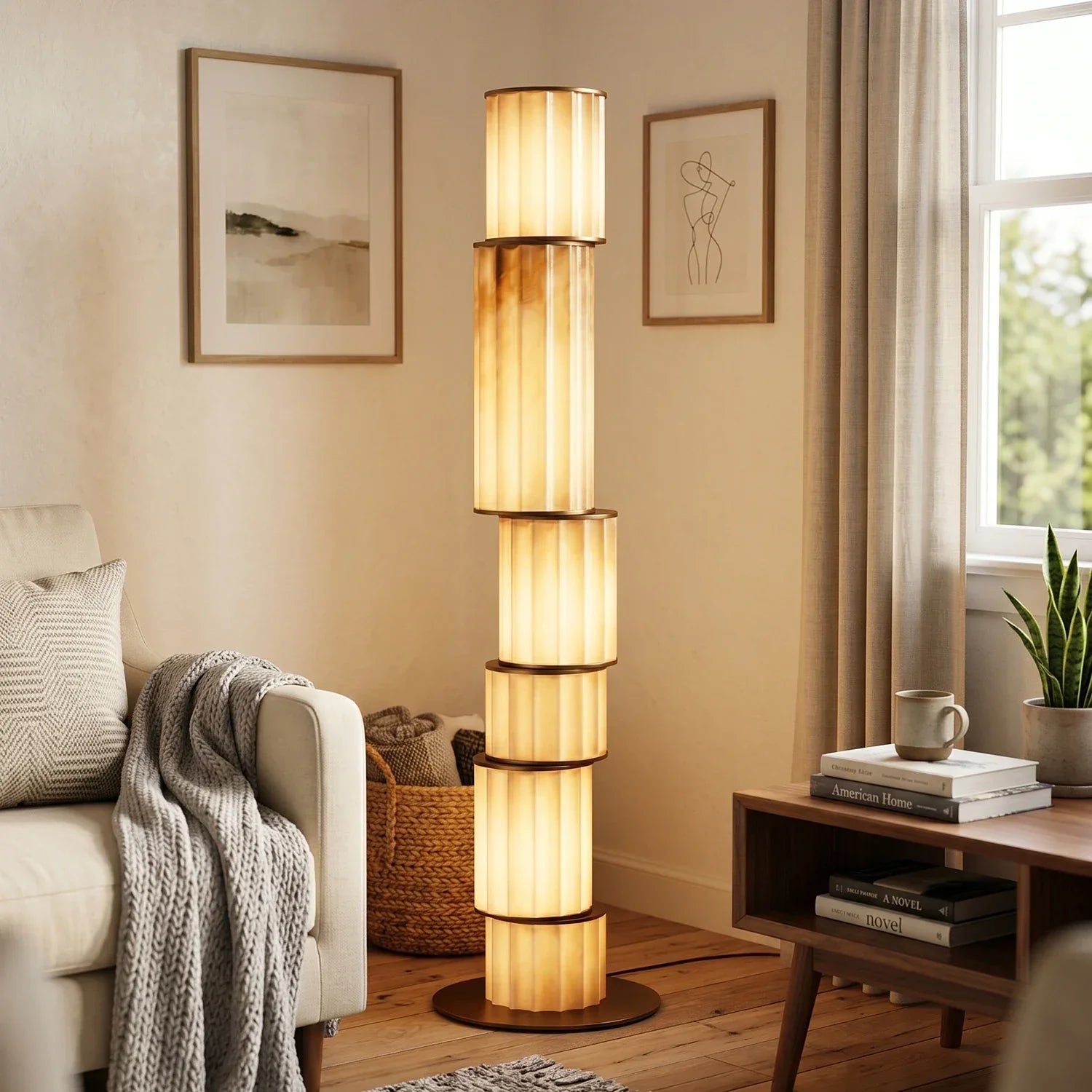 Column Alabaster Floor Lamp