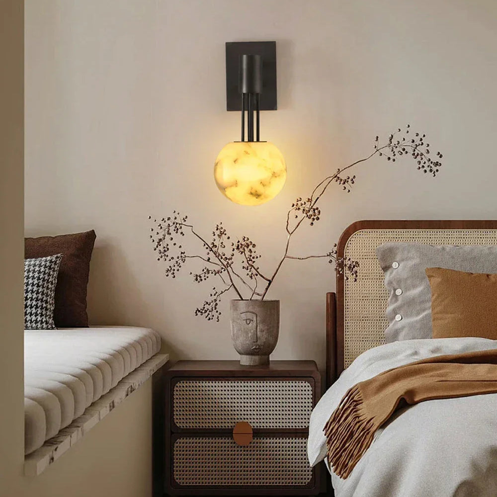 Columnar Obra Spherical Alabaster Wall Lamp