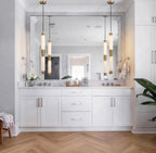 Modern Alabaster Art Glass Pendant Lights in Bathroom Vanity Setting