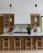 Modern Alabaster Art Glass Pendant Light Over Kitchen Counter