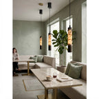 Modern Cylindrical Alabaster Pendant Light in Dining Room