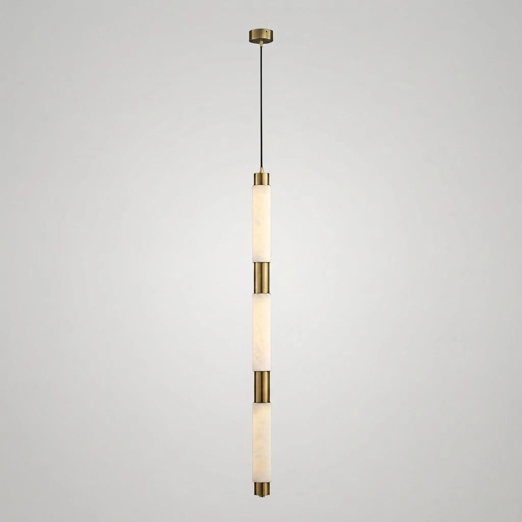 Illuminated Modern Multi-Tier Alabaster Pendant Light Studio Shot