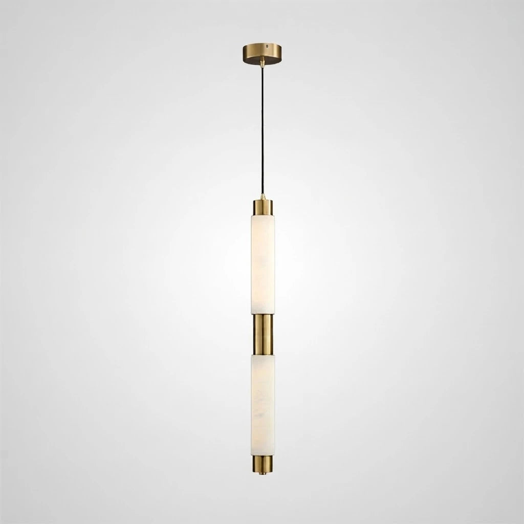 Illuminated Modern Alabaster Pendant Light with Brass Finish