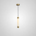 Illuminated Modern Cylindrical Alabaster Pendant Light Studio View
