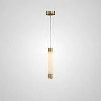 Illuminated Modern Cylindrical Alabaster Pendant Light Studio View
