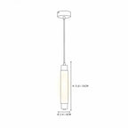 Modern Cylindrical Alabaster Pendant Light Line Art Dimension Diagram