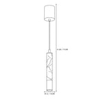 Modern Cylindrical Alabaster Art Glass Pendant Light Line Art Dimension Diagram
