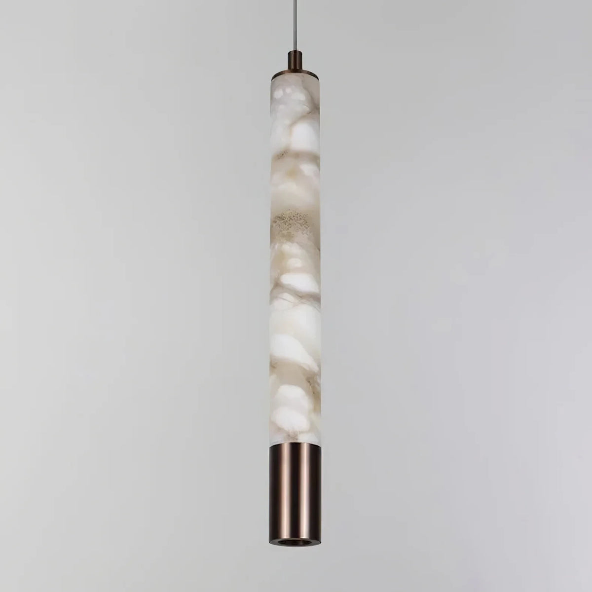 Illuminated Modern Alabaster Pendant Light with Bronze Finish