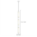 Modern Multi-Tier Alabaster Pendant Fixture Line Art Dimension Diagram