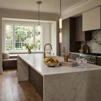 Modern Cylindrical Alabaster Pendant Light in Contemporary Kitchen