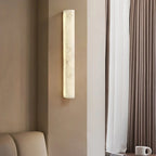 Modern Alabaster Art Glass Wall Sconce in Cozy Living Room Corner