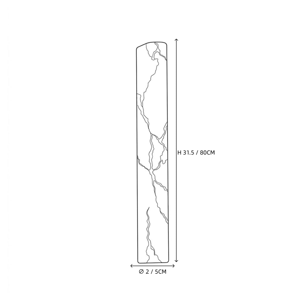 Modern Vertical Cylindrical Alabaster Art Glass Wall Sconce Line Art Dimension Diagram