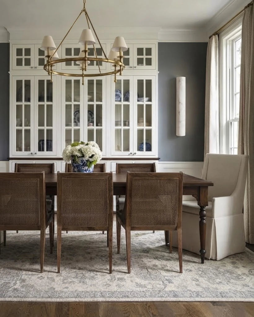 Modern Alabaster Art Glass Wall Sconce in Formal Dining Room