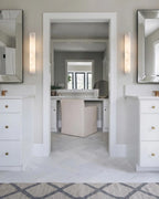 Modern Vertical Cylindrical Alabaster Wall Sconces in Hallway Foyer