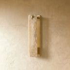 Modern Brass Side Stand Alabaster Wall Sconce Off State Studio Display on Pure White Background