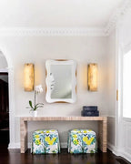 Modern Alabaster Flat Wall Sconce in Sophisticated Foyer Interior