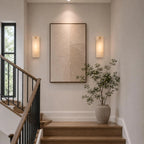 Modern Alabaster Flat Wall Sconce in Grand Staircase Foyer