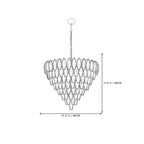 Modern Cascading Yellow Faceted Art Glass Chandelier Line Art Dimension Diagram