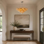 Modern Amber Faceted Glass Chandelier in Entryway Corridor