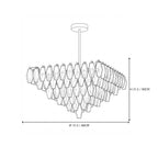 Modern Cascading Amber Faceted Art Glass Chandelier Line Art Dimension Diagram
