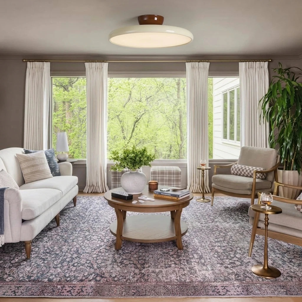 Modern Ultra-Thin Round Ceiling Light in Bright Living Room