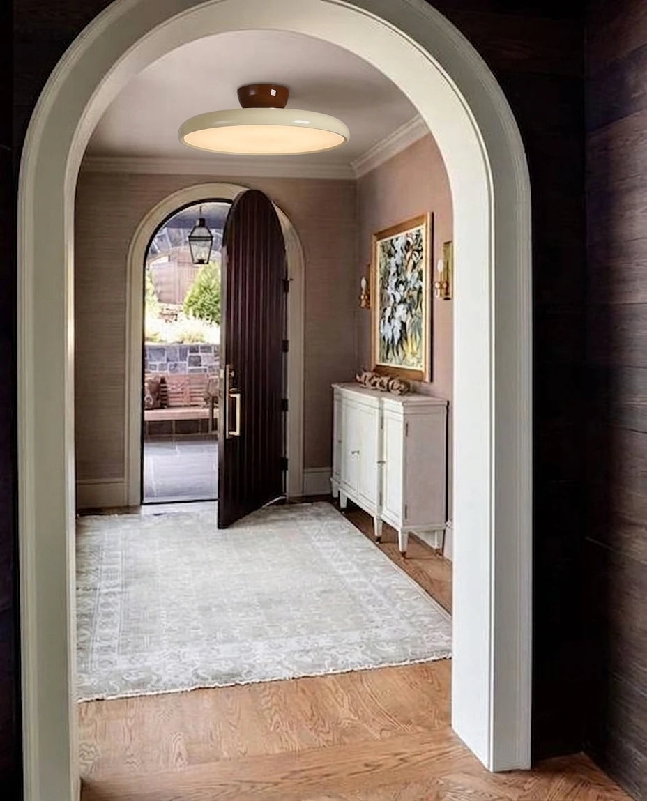 Modern Flush Mount Ceiling Light in Arched Foyer Entryway