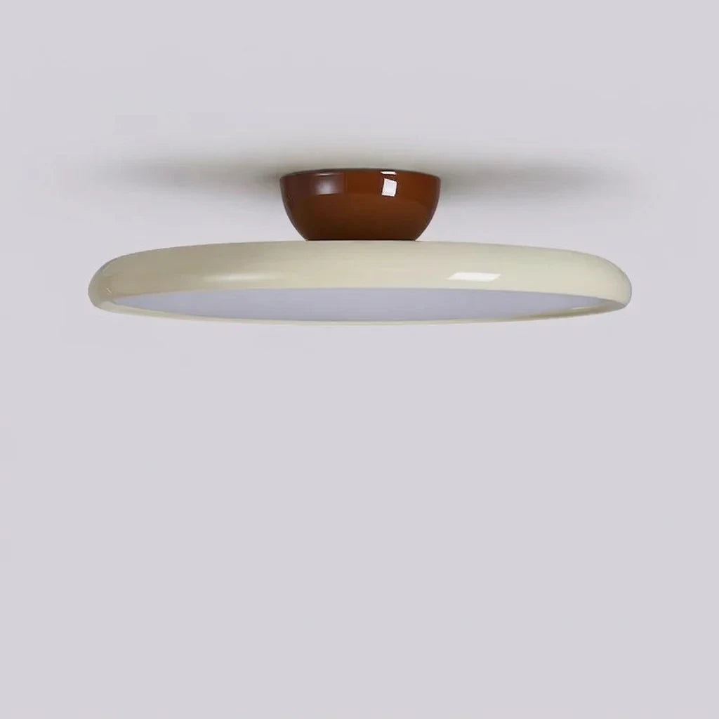 Illuminated Modern Ultra-Thin Round Wood Flush Mount Ceiling Light Studio Shot