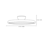 Modern Ultra-Thin Round Wood Flush Mount Ceiling Light Line Art Dimension Diagram