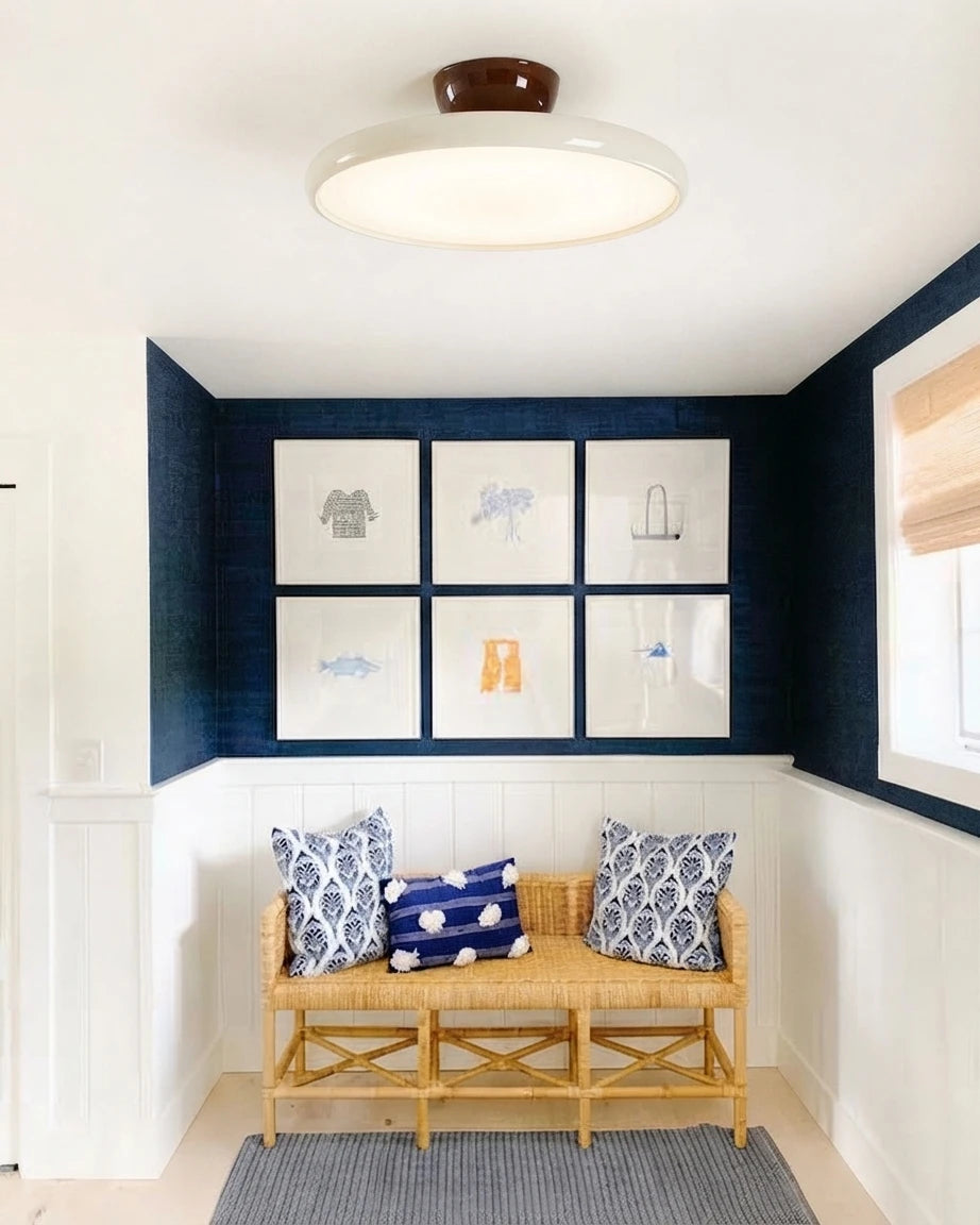 Modern Flush Mount Ceiling Light in Entryway with Bench