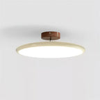 Illuminated Modern Ultra-Thin Round Wood Flush Mount Ceiling Light Studio Shot