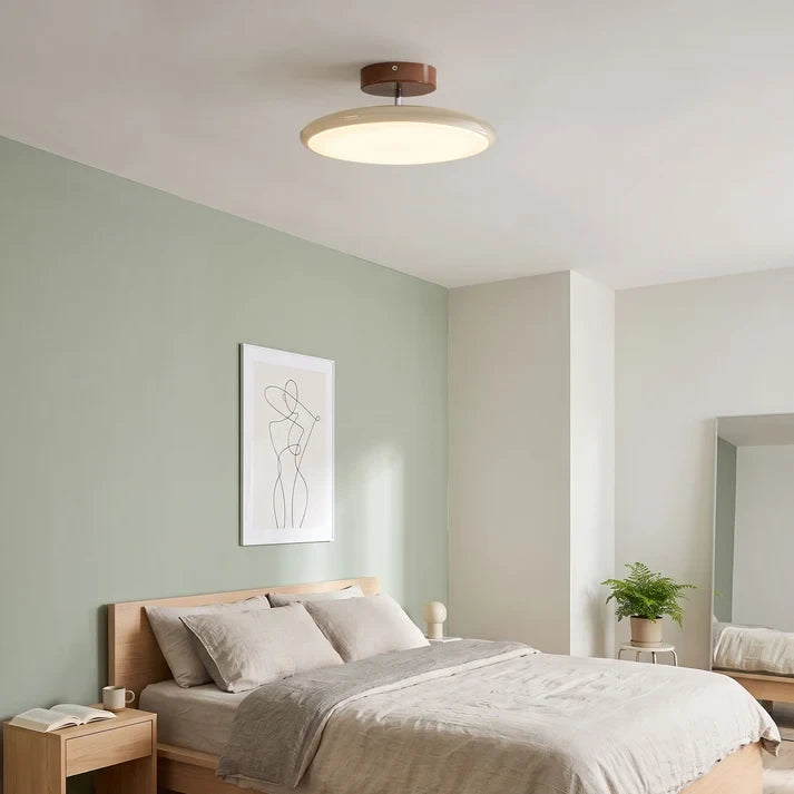 Modern Wood Ceiling Light in Minimalist Bedroom