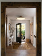 Modern Ceiling Light in Rustic Hallway Entryway