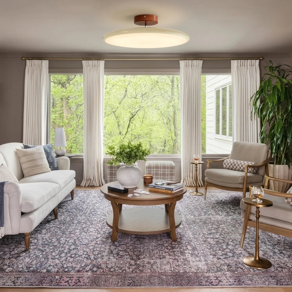 Modern Ultra-Thin Round Ceiling Light in Bright Living Room