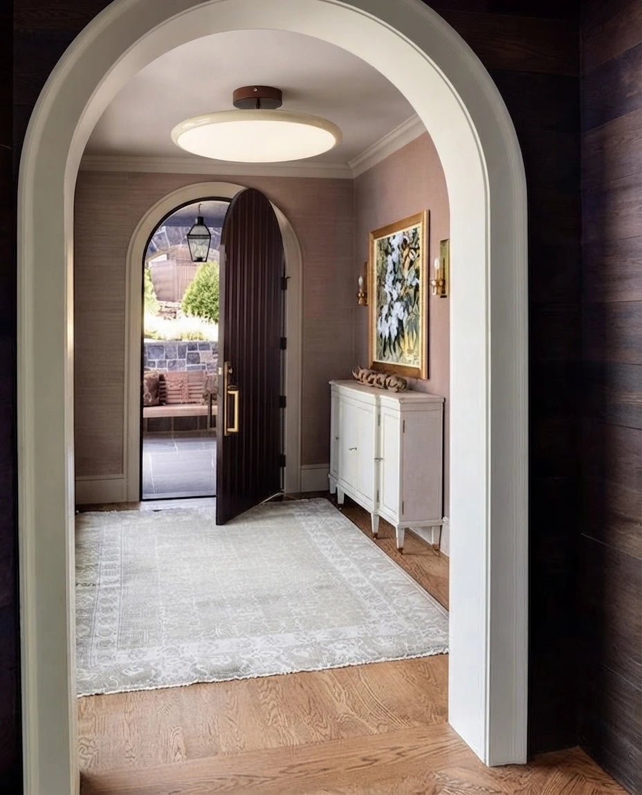 Modern Flush Mount Ceiling Light in Arched Foyer Entryway