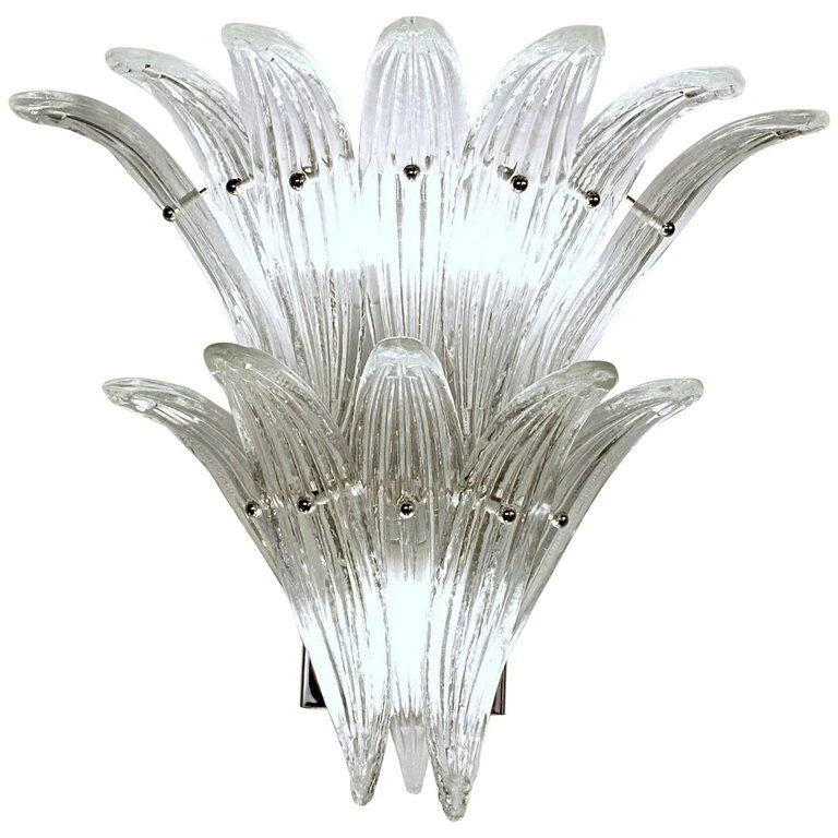 Illuminated Modern Multi-Tier Petal Art Glass Wall Sconce Studio Shot