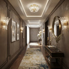 Modern Petal Art Glass Wall Sconces in Extended Corridor