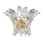 Modern Petal Art Glass Wall Sconce with Brass Hardware on Pure White Background