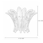Modern Petal Art Glass Wall Sconce Line Art Dimension Diagram