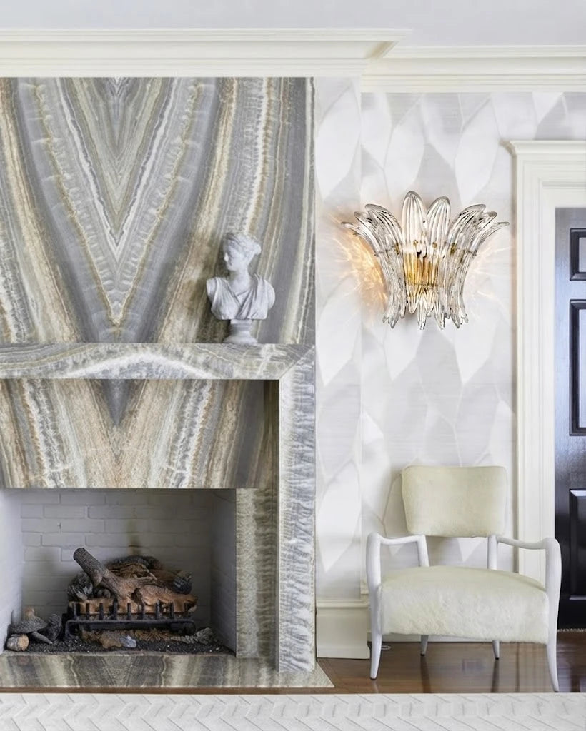 Modern Petal Art Glass Wall Sconce in Classic Interior Setting