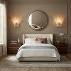 Modern Petal Art Glass Wall Sconces in Master Bedroom Setting