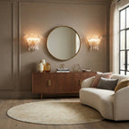 Modern Petal Art Glass Wall Sconces Over Living Room Console
