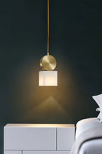 Illuminated Modern Brass Alabaster Pendant Light in Bedroom