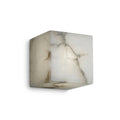 Modern Cube Alabaster Art Glass Wall Sconce on Pure White Background