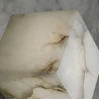 Close Up View of Natural Alabaster Stone Cube Texture and Veins