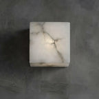 Illuminated Modern Cube Alabaster Wall Sconce Studio Shot